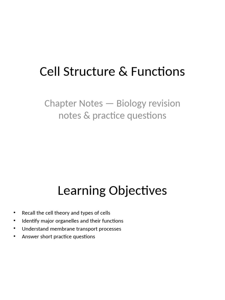 Cell Structure and Functions Chapter Notes | PDF