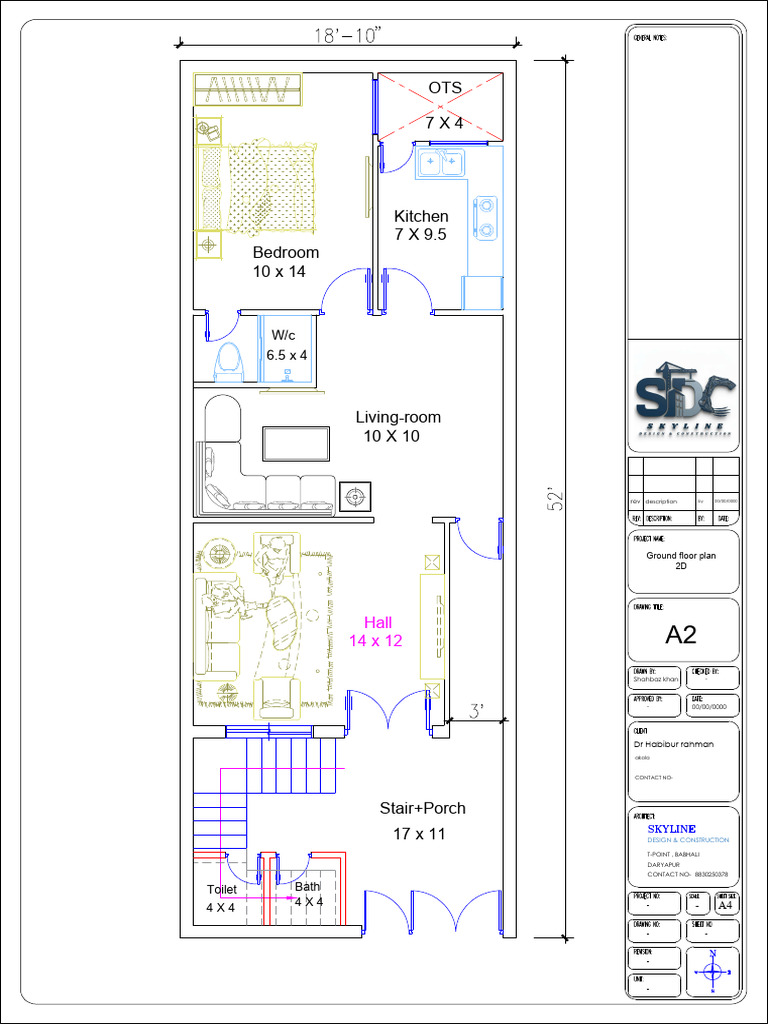 Ground Floor Plan 2D Layout Details | PDF