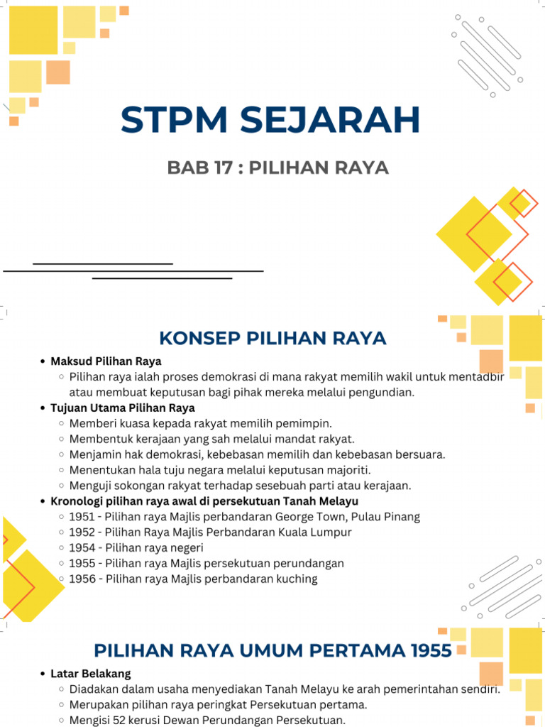 STPM Sejarah Bab 17 Pilihan Raya | PDF