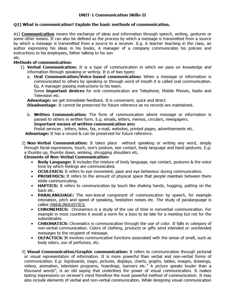 Communication Skills Overview and Methods | PDF | Communication ...