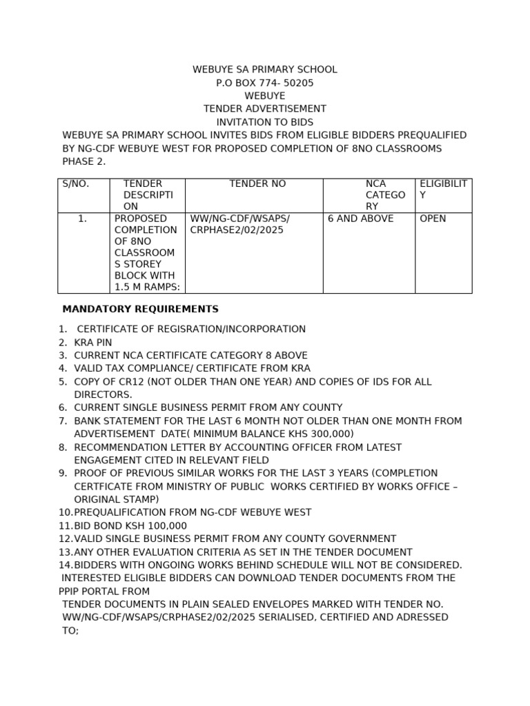 Webuye Sa Primary School | PDF