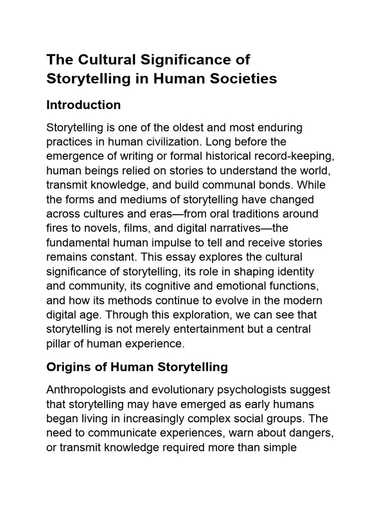 The Cultural Significance of Storytelling in Human Societies | PDF ...