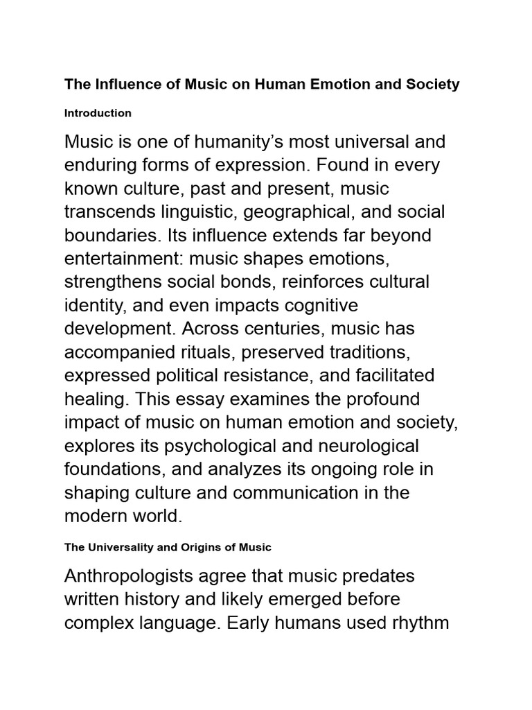 Music's Impact on Emotion and Society | PDF | Emotions | Memory