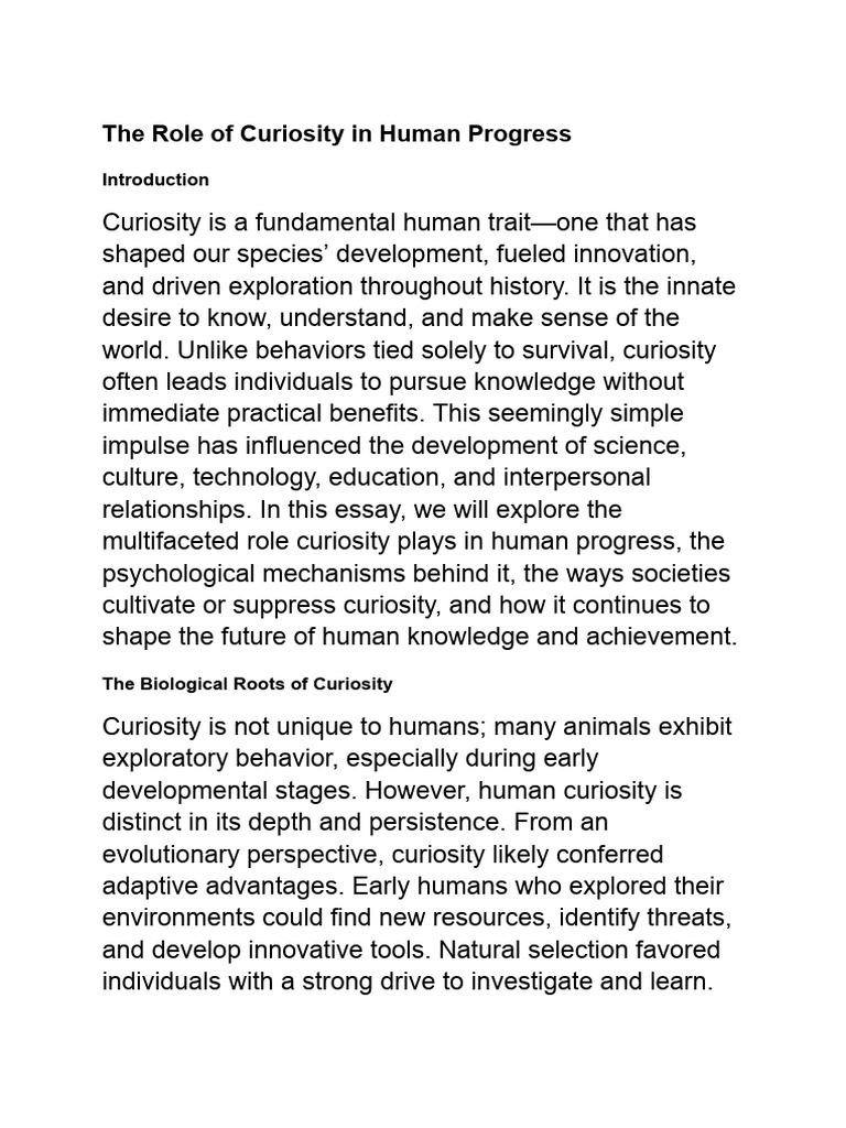 The Impact of Curiosity on Progress | PDF | Curiosity | Learning