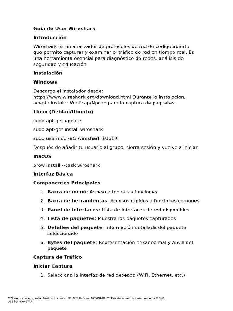 Guía Completa de Wireshark para Redes | PDF | Protocolo de Control de ...