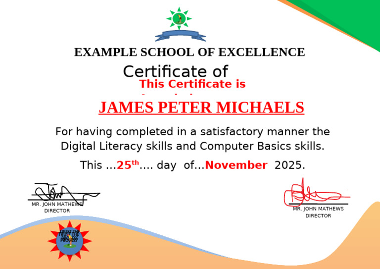 Digital Literacy Certificate Award 2025 | PDF