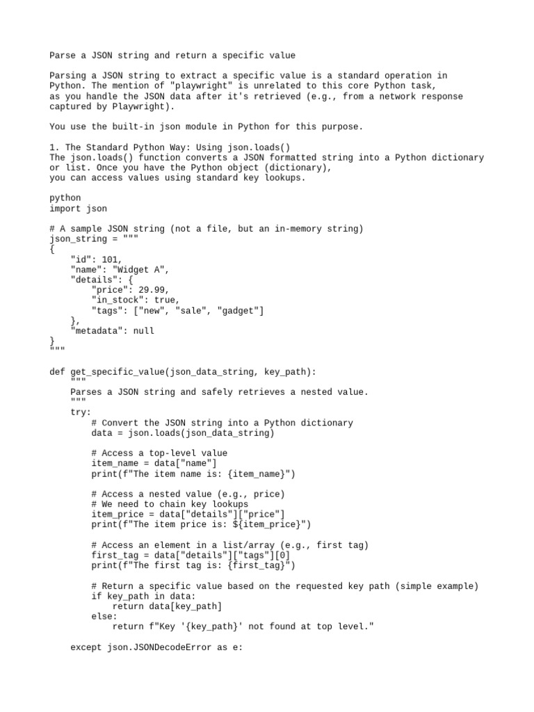 Extract Values from JSON in Python | PDF | Json | Python (Programming ...