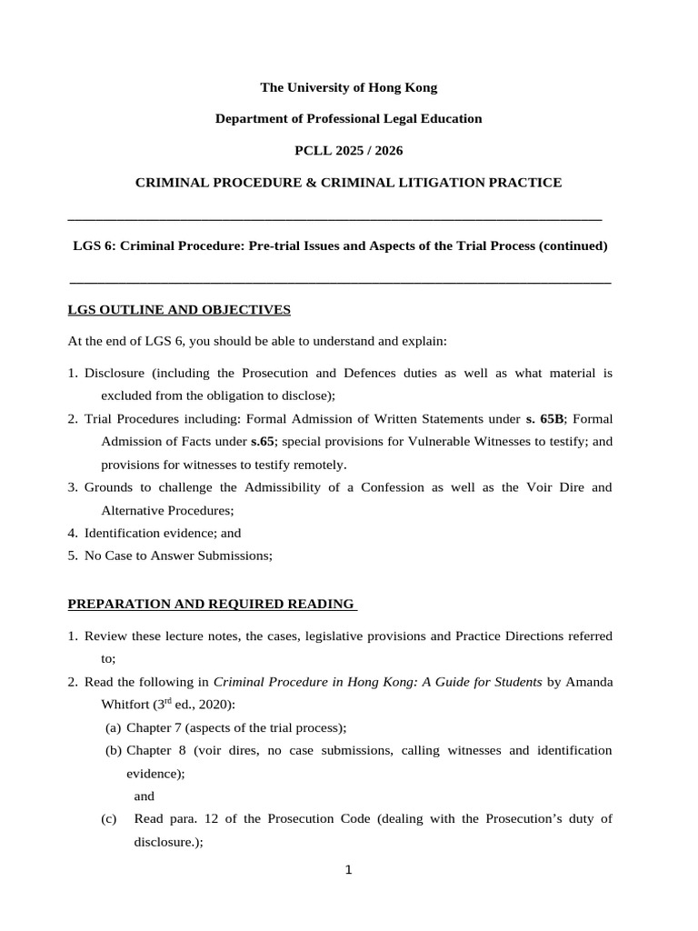 Criminal Procedure: Disclosure & Trial Issues | PDF | Hearsay ...