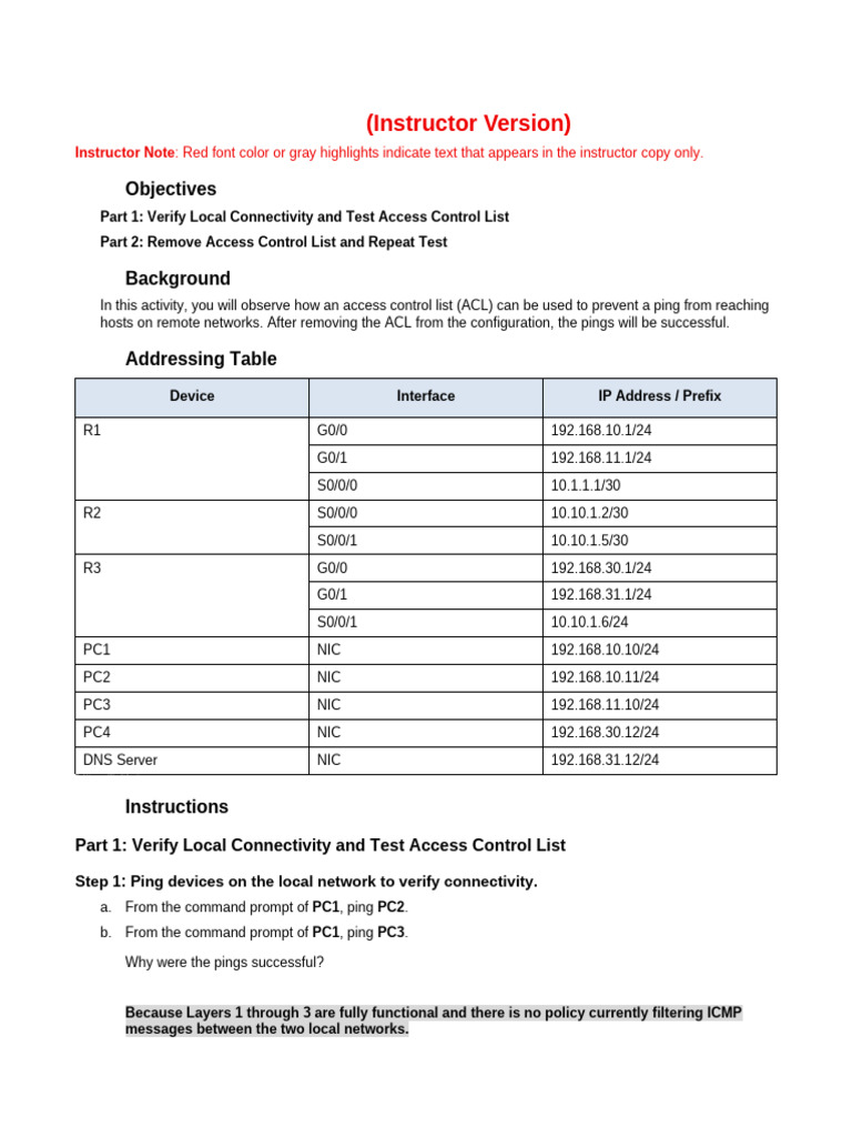ACL Testing and Removal Guide | PDF | Network Architecture | Computer ...