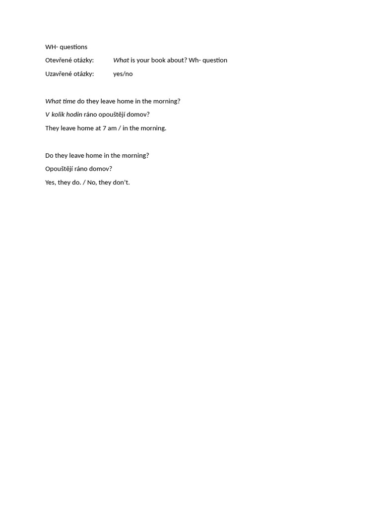 Understanding WH- Questions | PDF