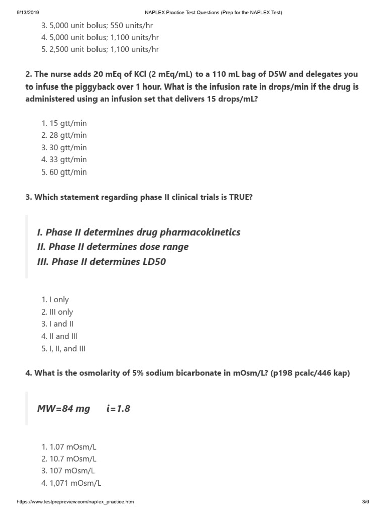 NAPLEX Practice Test Questions Prep For The NAPLEX Test | PDF | Phases ...