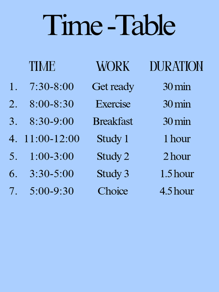 Daily Time Management Schedule | PDF