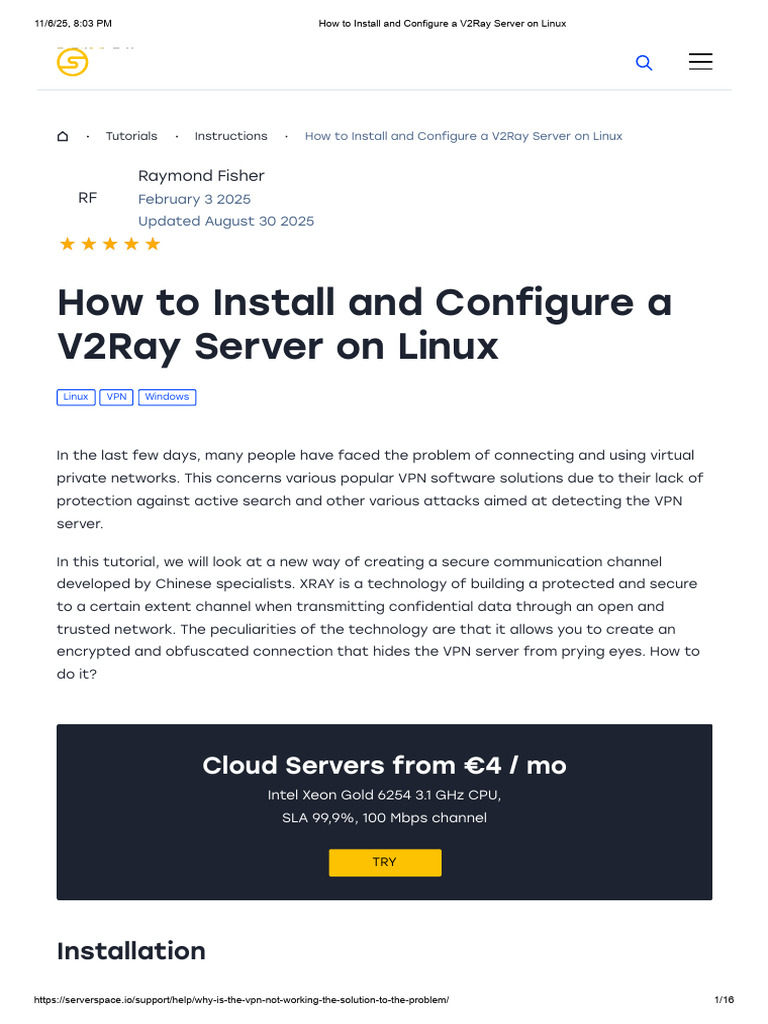Install V2Ray Server on Linux Guide | PDF | Transport Layer Security ...