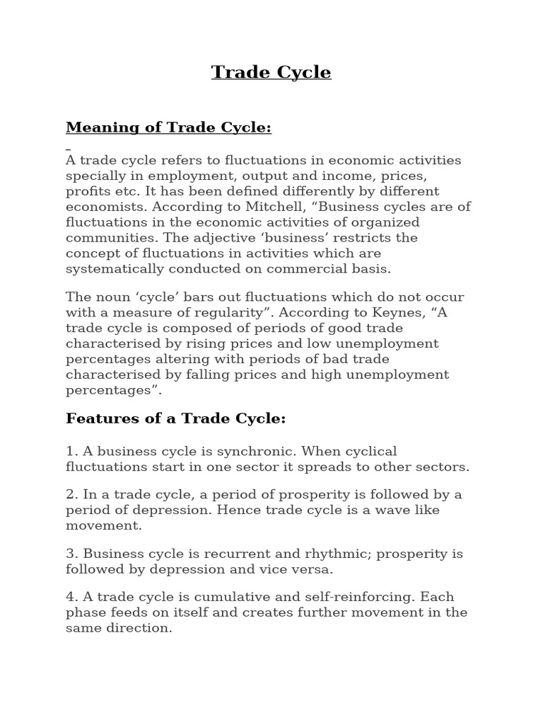 Trade Cycle Notes | PDF | Business Cycle | Recession
