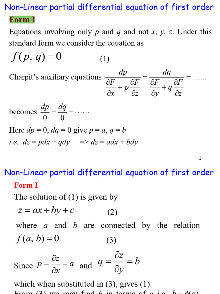 Non-Linear PDEs of First Order Explained | PDF | Nonlinear System ...
