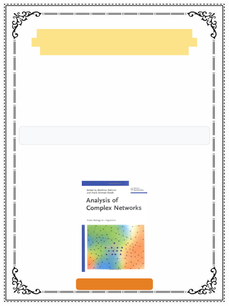 Analysis of Complex Networks From Biology To Linguistics 1st Edition ...