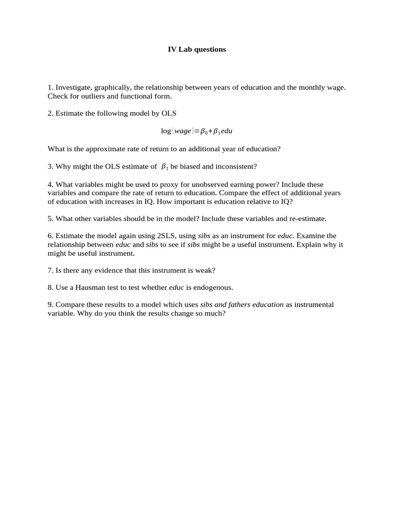 Education and Wage Analysis Using OLS | PDF