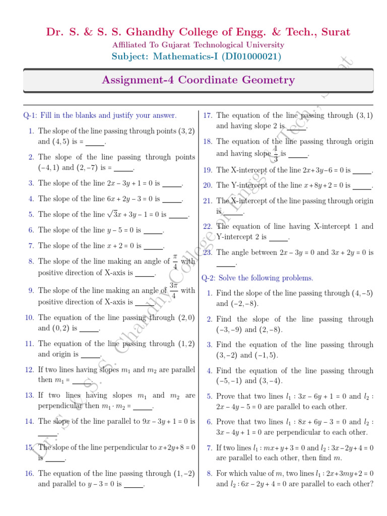 Assignment-4 Coordinate Geometry | PDF | Circle | Differential Geometry