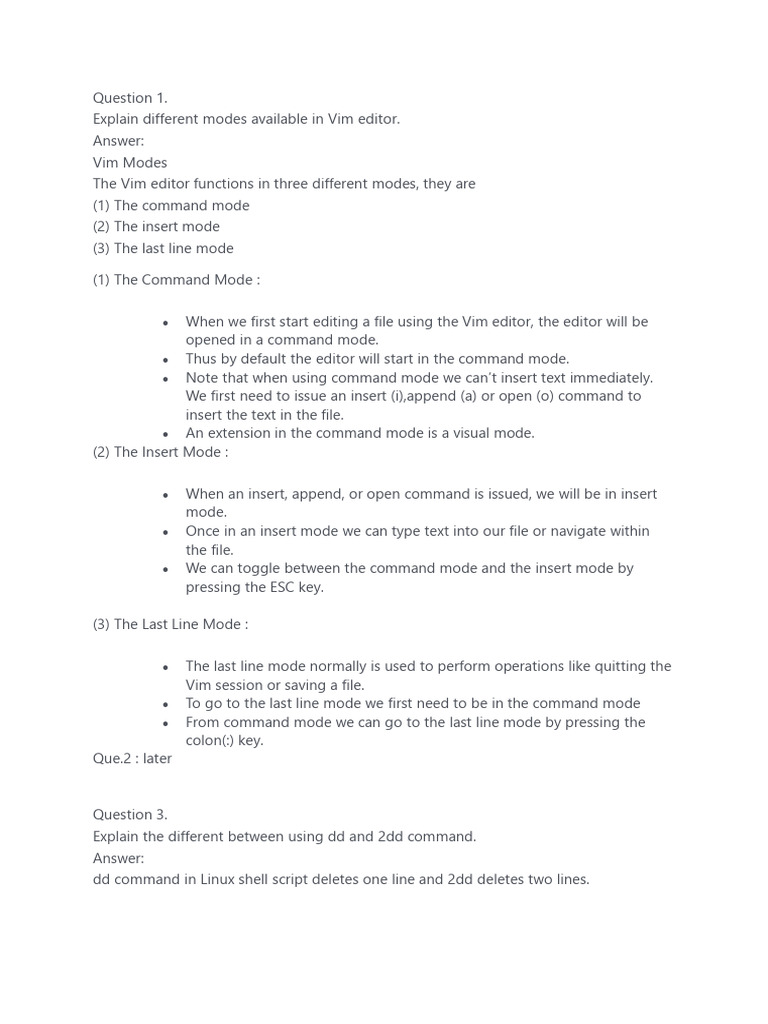Understanding Vim Modes and Shell Scripts | PDF | Command Line ...