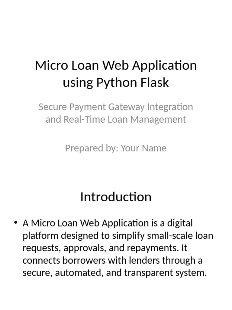 Micro Loan Web Application Presentation | PDF