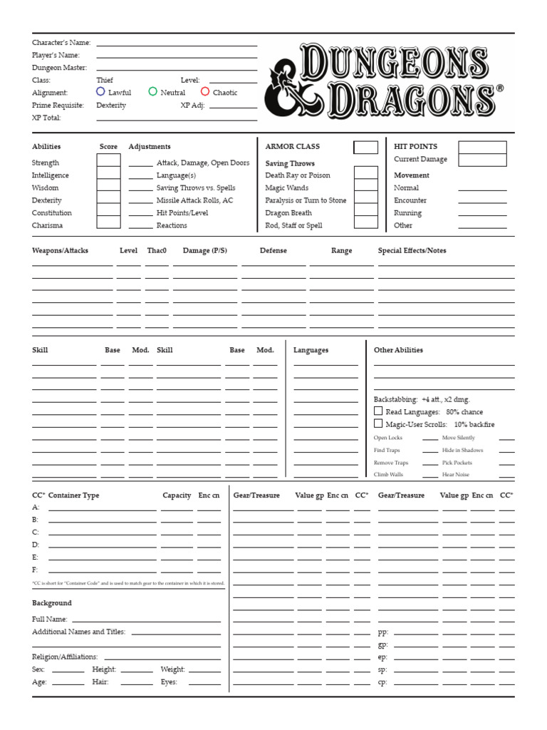 RPG Character Sheet Template | PDF | Role Playing Games | Tabletop Games