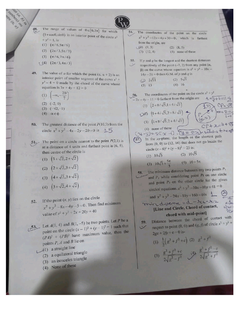 Maths Circle Questions | PDF