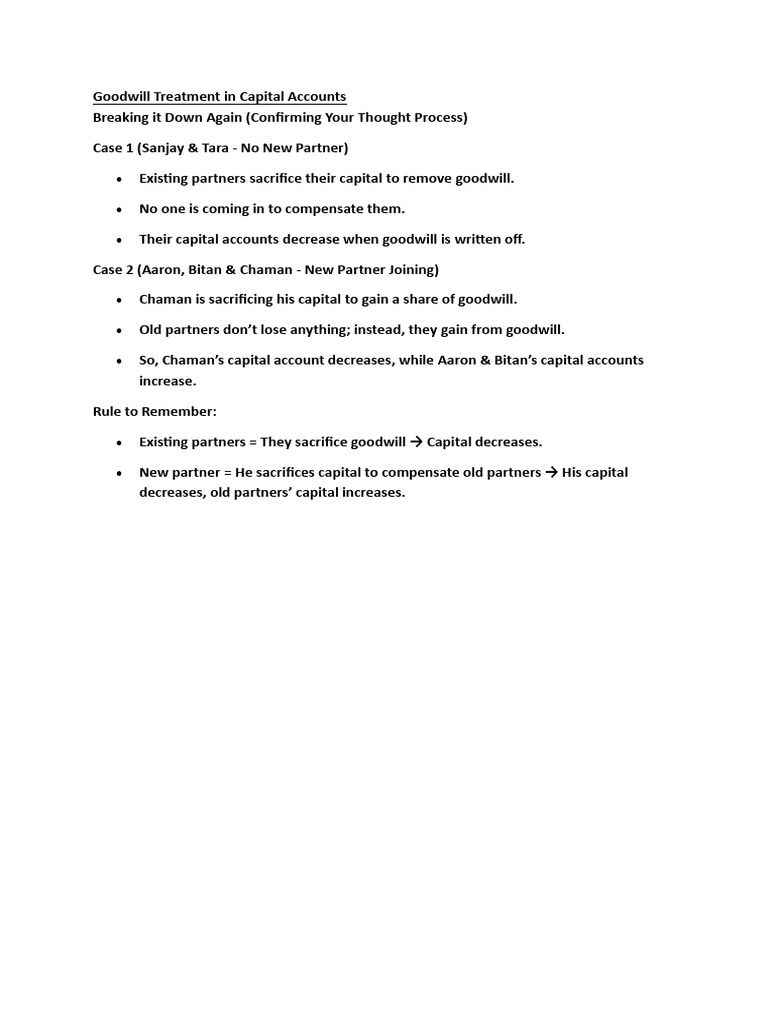 Goodwill Treatment in Capital Accounts | PDF