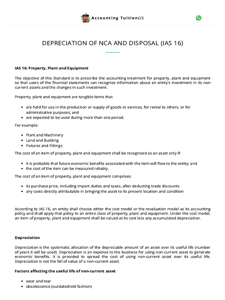 NCA Depreciation and Disposal Guide | PDF | Depreciation | Debits And ...