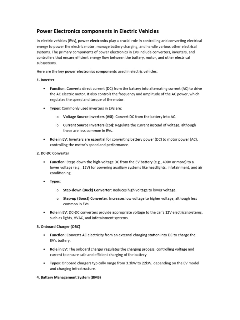 Power Electronics in Electric Vehicles | PDF | Power Inverter ...