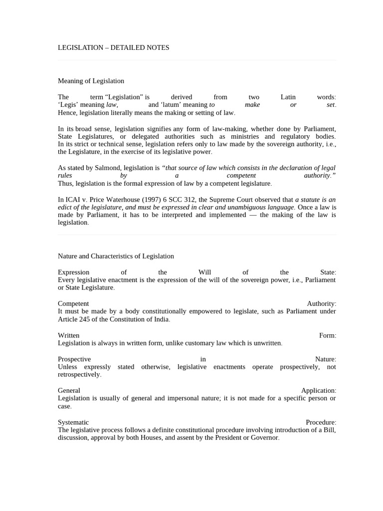Understanding Legislation: Types and Purpose | PDF | Statutory ...