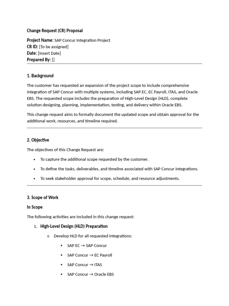SAP Concur Integration Change Request | PDF | Oracle Corporation ...