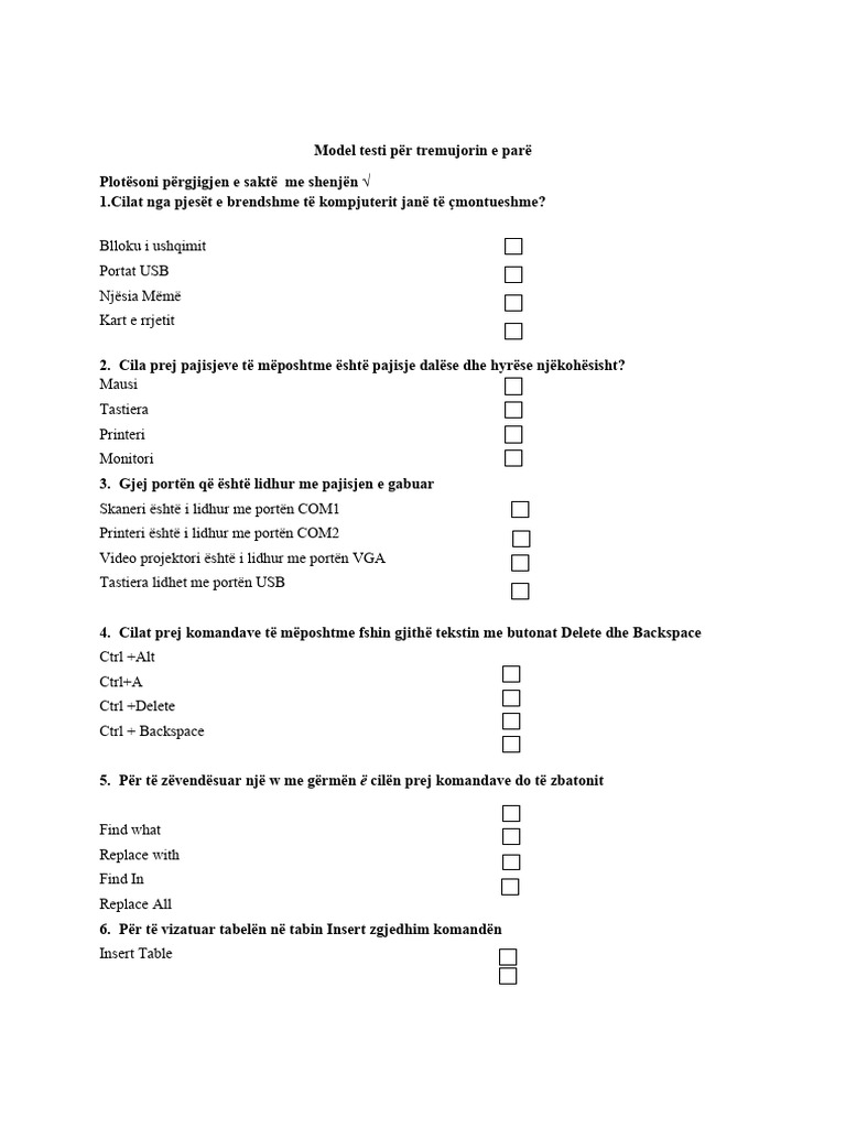 TIK-model Testi - Tremujori Pare | PDF