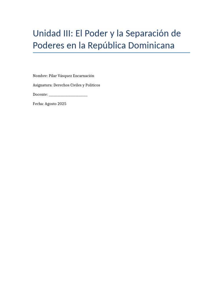 Separación de Poderes en RD: Claves y Funciones | PDF | Separación de ...