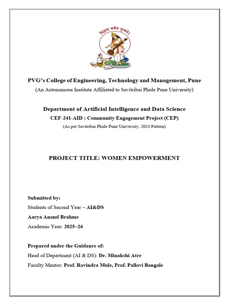 CEP Women Empowerment Project Proposal | PDF | Empowerment | Mentorship
