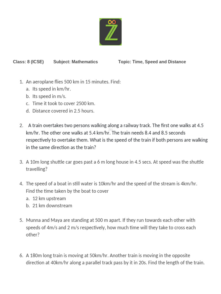 Time, Speed, and Distance Problems | PDF