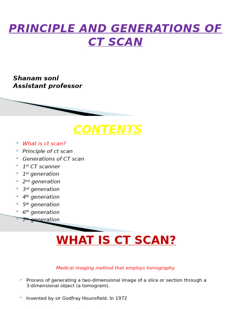 CT Scan Principles and Generations Explained | PDF | Ct Scan | Imaging