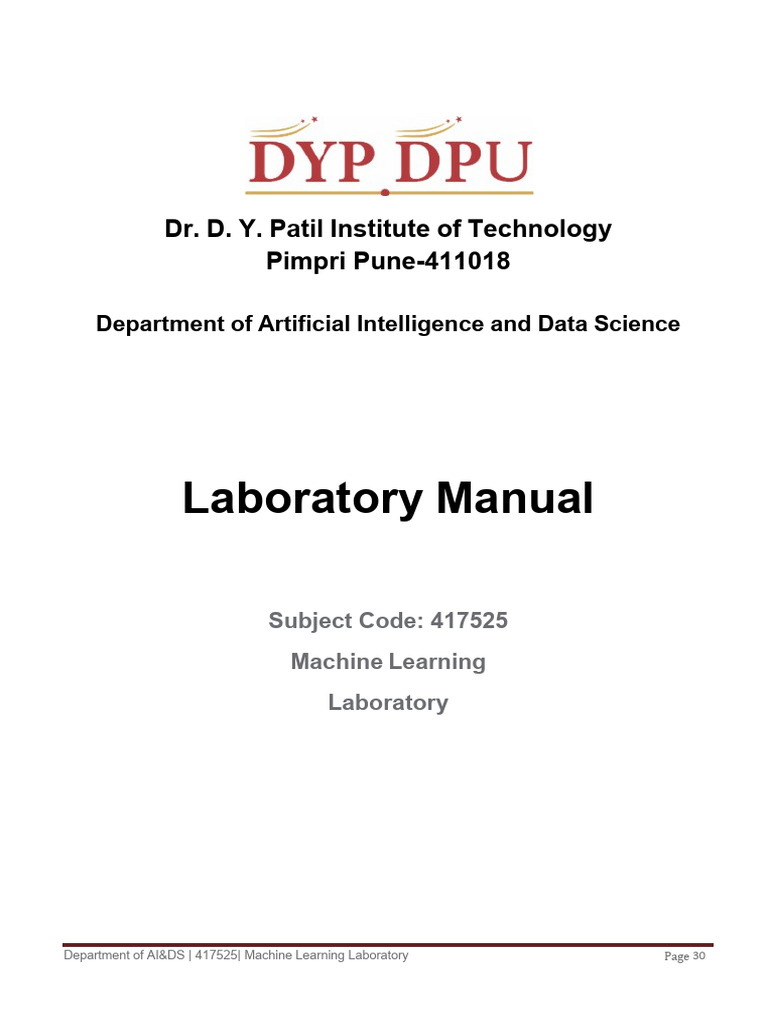 Machine Learning Lab Manual 417525 | PDF | Support Vector Machine ...