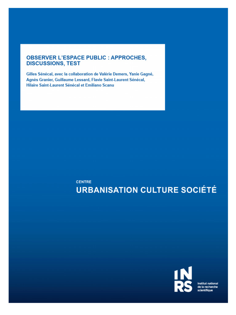 Observation directe des espaces publics | PDF | Enseignement des Arts ...