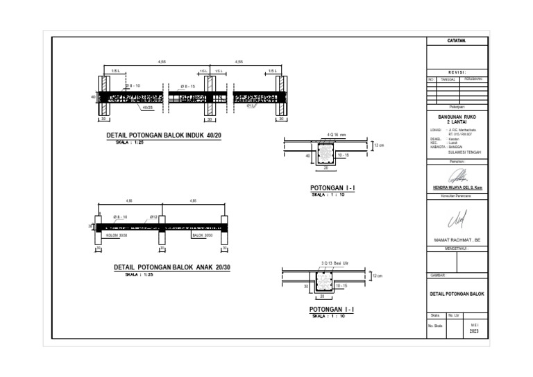 Detail Potongan Balok dan Kolom Ruko | PDF