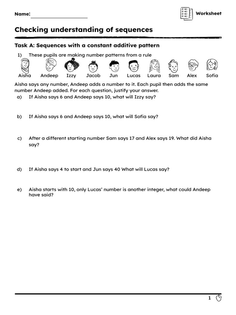 229 Checking Understanding of Sequences Worksheet | PDF | Mathematics ...
