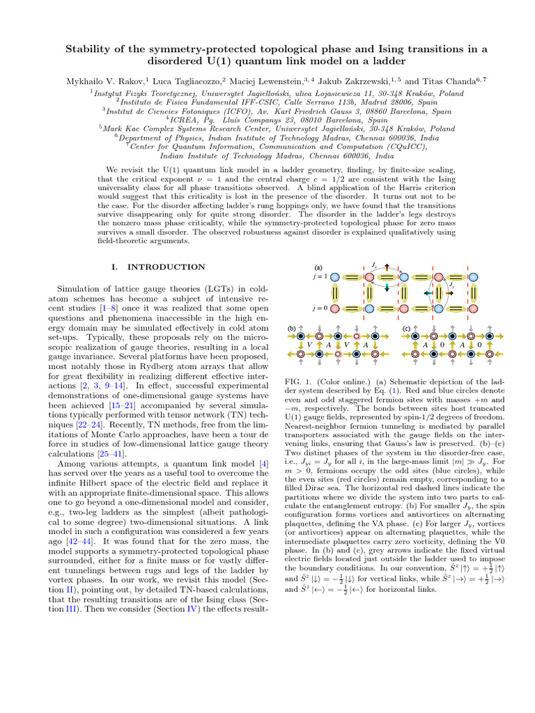 Ising Transitions in Disordered U(1) Model | PDF | Phase Transition ...