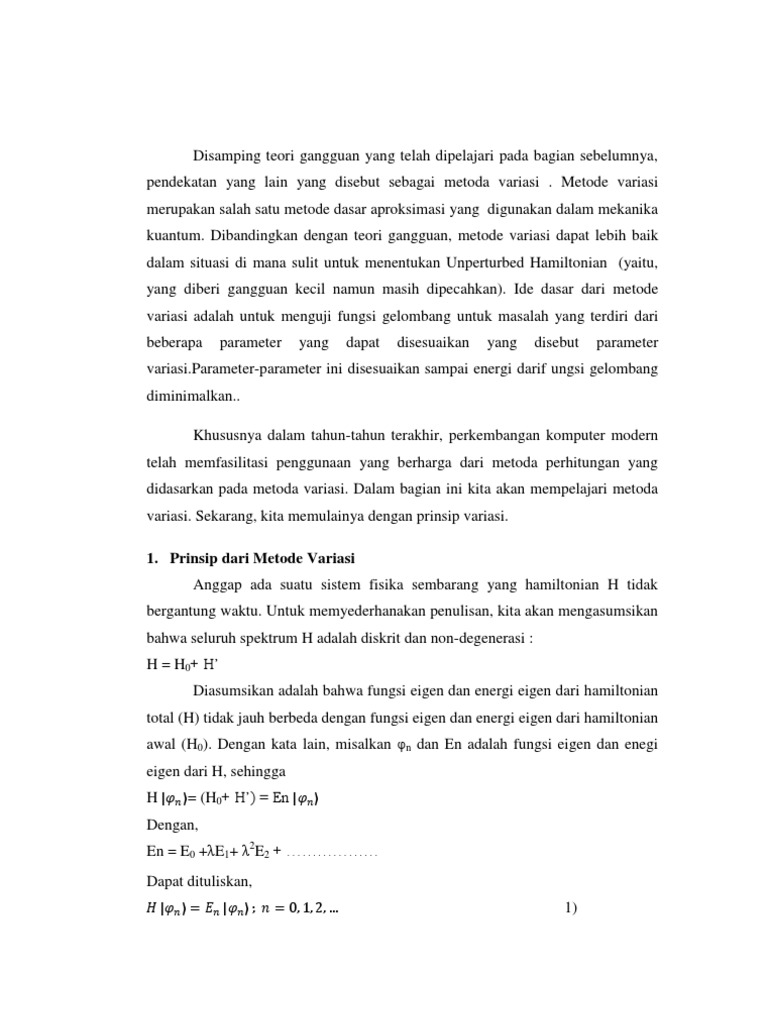 Metode Variasi dalam Mekanika Kuantum | PDF