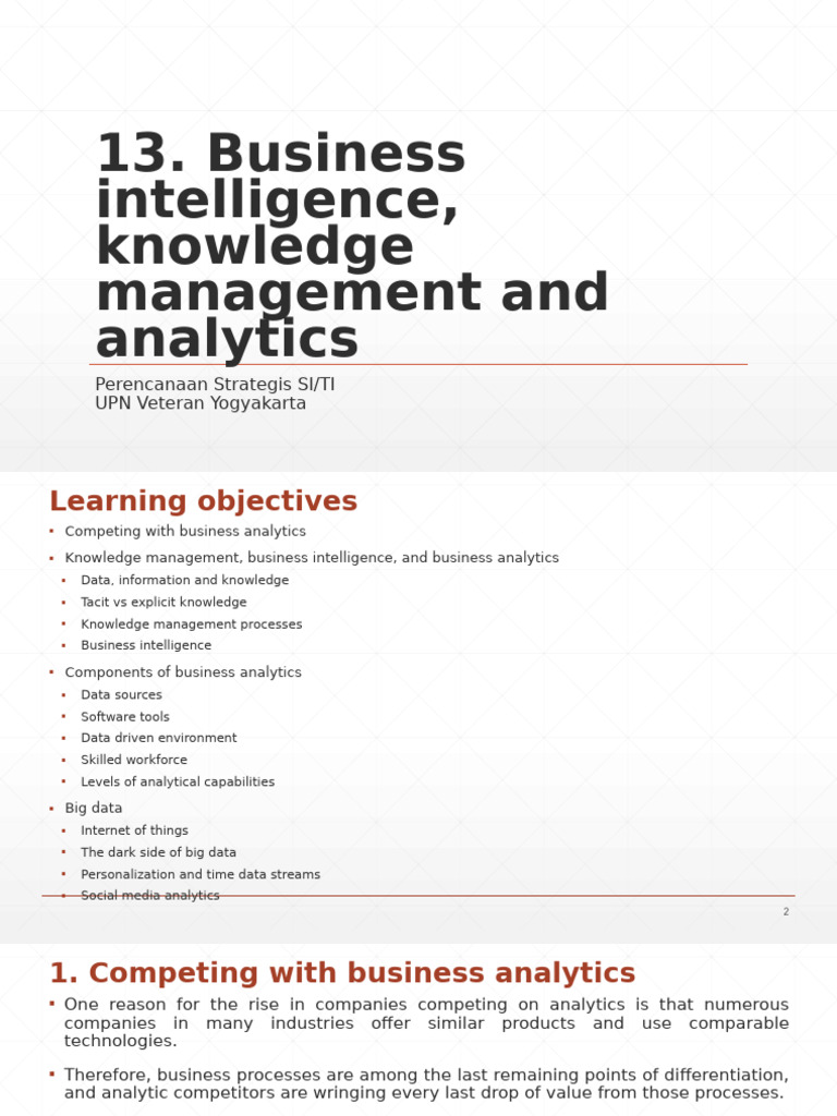 Business Intelligence and Analytics Overview | PDF | Tacit Knowledge ...