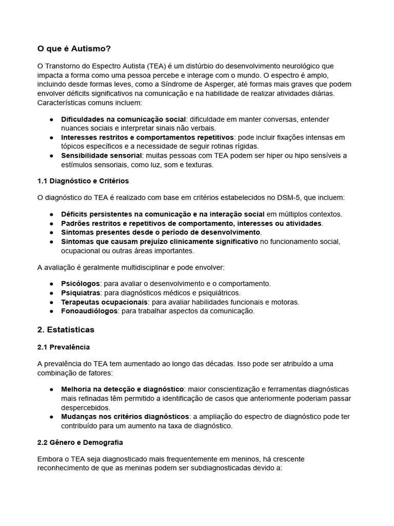 Entendendo o Transtorno do Espectro Autista | PDF | Autismo | Síndrome ...