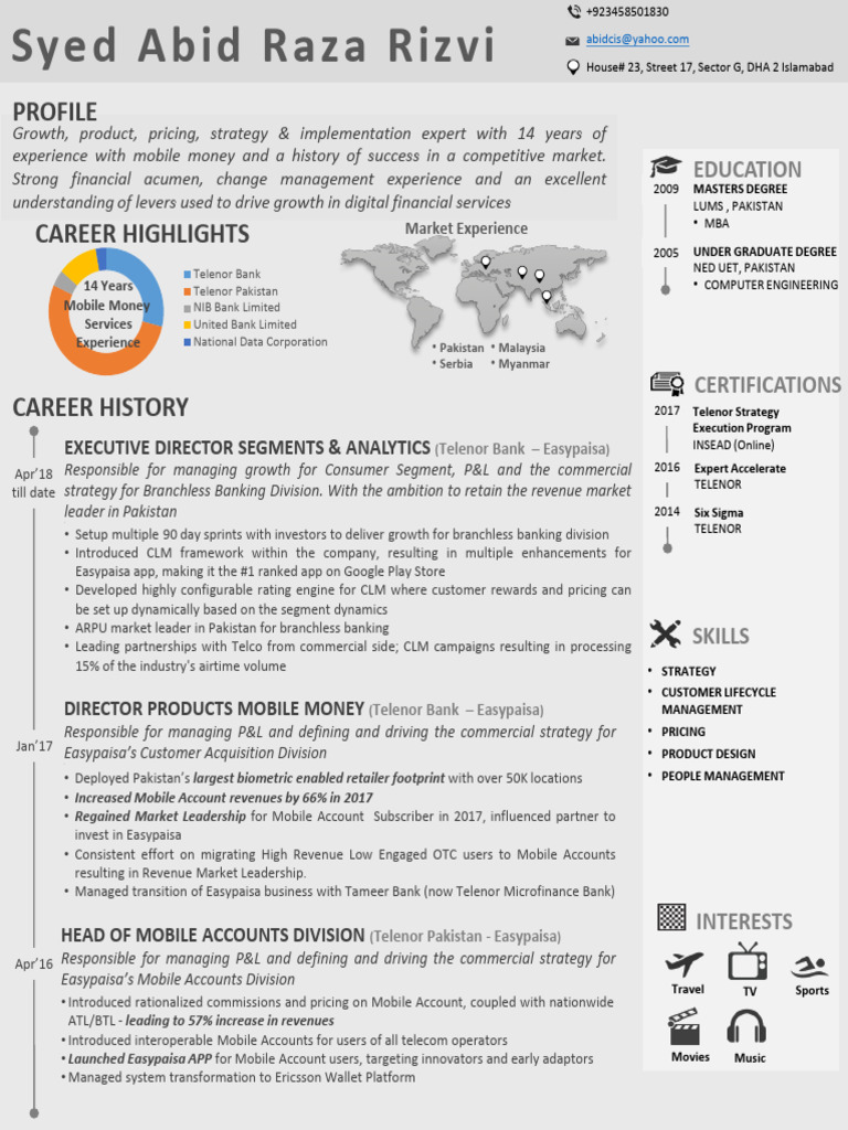 Mobile Money Expert Profile: Syed Abid Raza | PDF | Business | Service ...