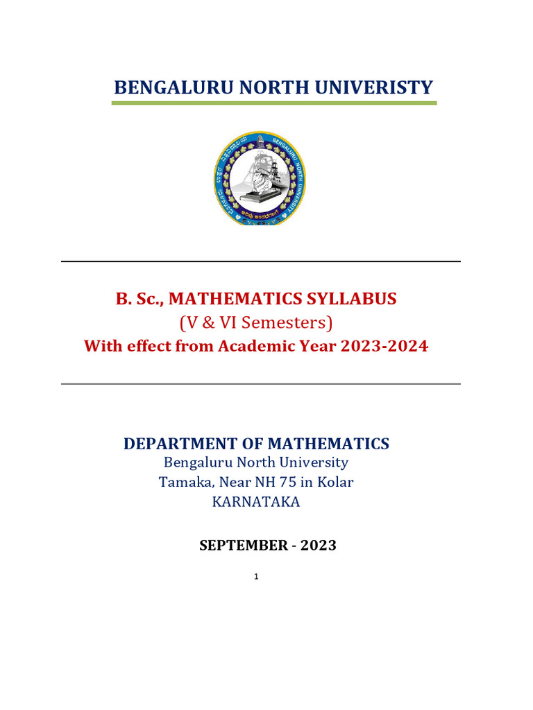 B.Sc. Mathematics Syllabus 2023-24 | PDF | Linear Map | Integral
