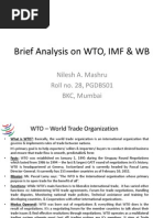 Brief Analysis on WTO, IMF & WB