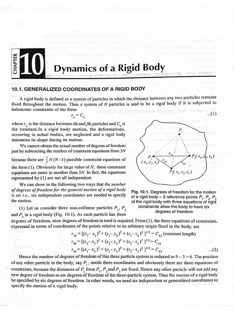 4 Generalized Coordinates For Rotation of A Rigid Body | PDF