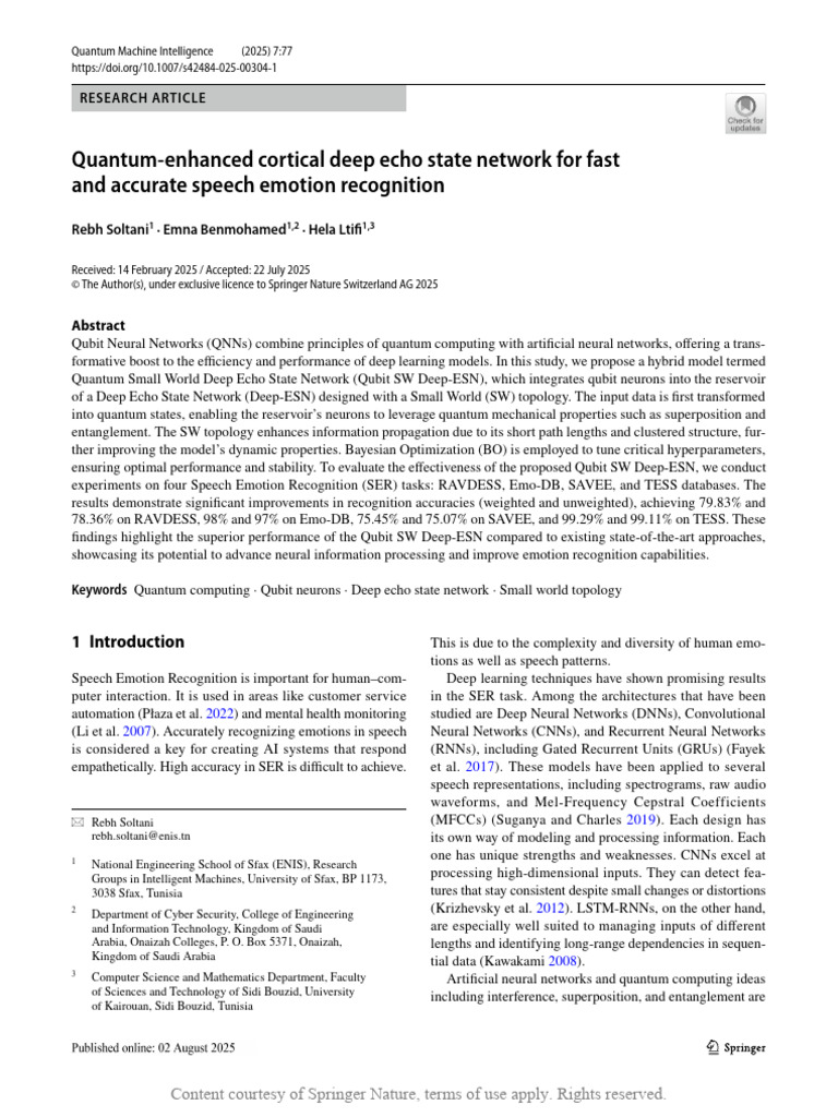 Quantum Deep Echo Network for Emotion Recognition | PDF | Deep Learning ...