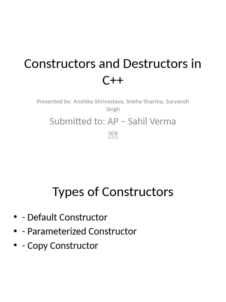 C++ Constructors and Destructors Explained | PDF